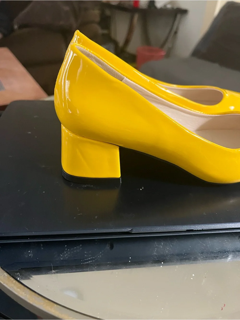 Women's Yellow Pointed Block Heel Pumps size 5.5